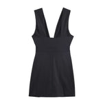 Autumn Solid Color Bow Decoration V neck Backless Design Fashionable All Match Dress