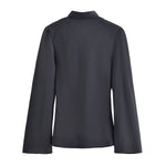 Women Clothing Winter Elegant Silk Satin Texture V neck Scarf Shirt