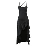 Women Clothing Fashionable Western Irregular Asymmetric Sexy Split Dress