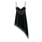 Women Clothing Simple Velvet Lace Midi Dress