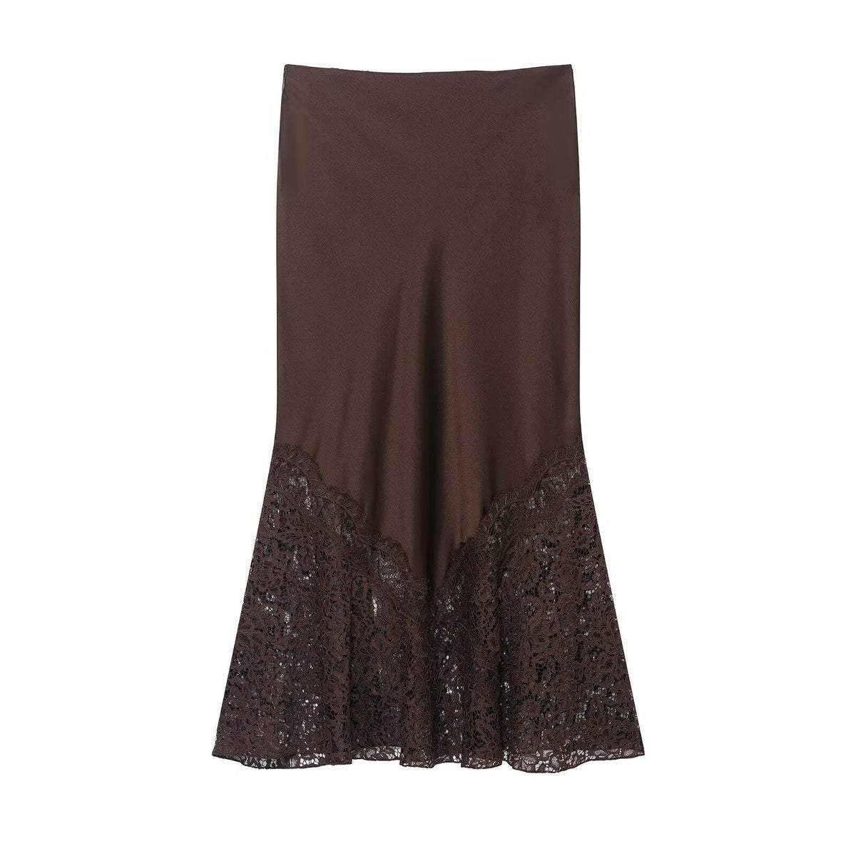 Women Lace Silk Satin Skirt
