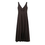 Women Clothing Slim Silk Satin Texture Maxi Dress