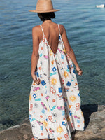 Printed V-neck Summer Maxi Dress - Ladyez