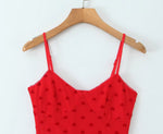 Women All Match Low Collar Lovely Polka Dot Mini Strap Dress