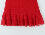 Women Clothing Retro Easy Matching Love Polka Dot Ruffled Shoulder Strap V neck Strap Dress
