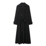 Autumn Winter Women Clothing Waist Controlled Western Trench Coat Dress Women