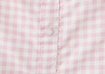 Women Pink Plaid Square Collar Short Sleeve Dress Autumn Tight Waist Slim Single Breasted Maxi Dress