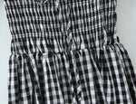 French Retro Minority Design High Waist Color Contrast Check Maxi Dress Women Elastic Waist Puff Sleeve Dress
