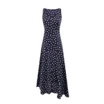 Mature Retro Square Collar Fitted Waist Polka Dots Dress Women Summer Sleeveless Slim Fitting Patchwork Irregular Asymmetric Polka Dot Maxi Dress