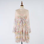 Women Short Printed Dress With Button Down Front