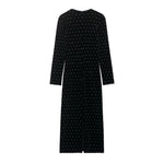 Women Clothing Autumn Bright Beaded Velvet Midi Dress