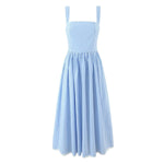 French Retro Dots Printed Lace Trim Holiday Dress Summer Waist Trimming Lace up Slim Fit Holiday Cami Long Dress