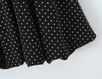 French Flying Sleeve Polka Dot Dress Women Retro Sexy off Shoulder Tube Top Lace up Waist A line Skirt