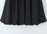 French Flying Sleeve Polka Dot Dress Women Retro Sexy off Shoulder Tube Top Lace up Waist A line Skirt