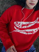 Fish Pattern Crew Neck Sweater