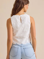 Eyelet Embroidered Scalloped Hem Tank Top - Ladyez
