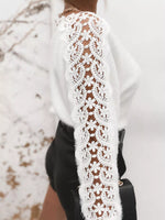 Lace Trim Round Neck Sweater