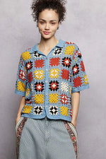 POL Crochet Short Sleeve Relaxed Fit Shirt