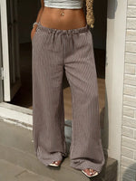 Tied Striped Wide Leg Pants