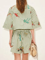 Printed Striped Shirt and Shorts Set