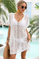 Angel Wings Openwork Plunge Dolman Sleeve Cover-Up Dress - Ladyez