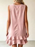 Full Size Sleeveless V-Neck Tiered Ruffle Mini Dress Plus Size
