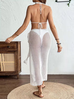 Floral Crochet Triangle Bikini Swim Set with Cover-Up
