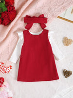 Children's Ruffled Bodysuit and Dress Set with Headband