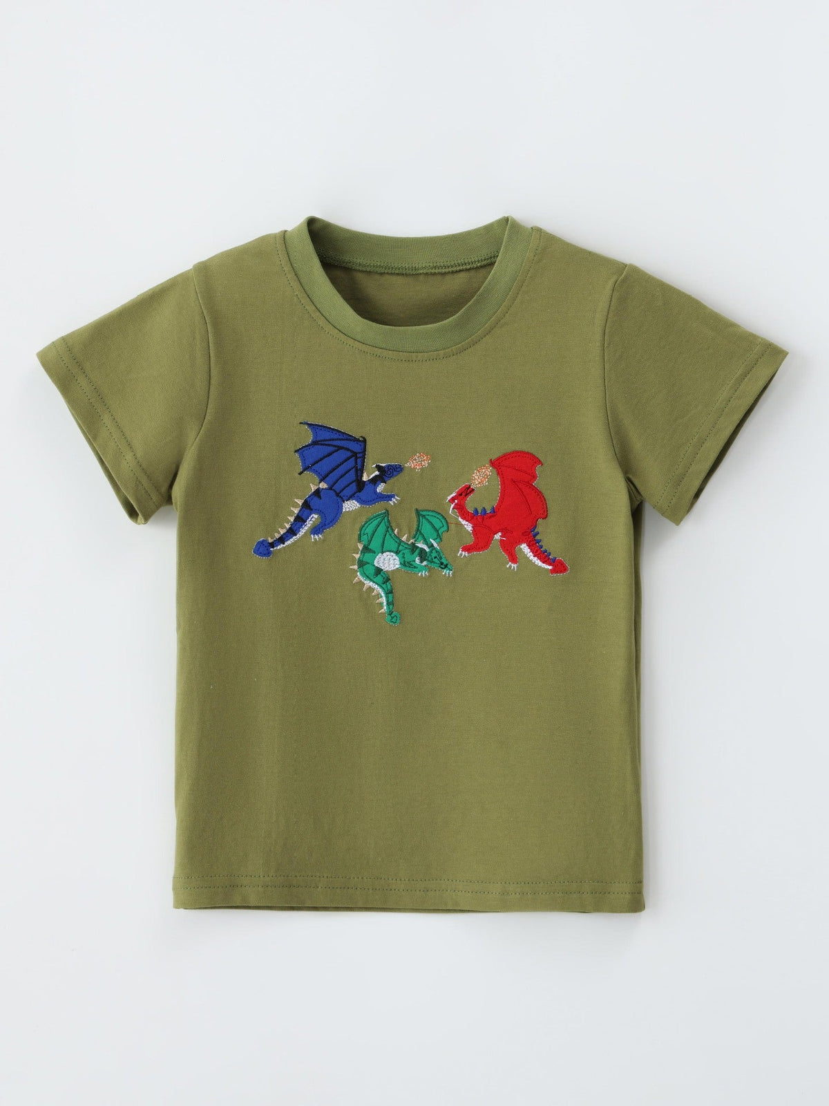 Children's Embroidered Dragon Short Sleeve T-Shirt
