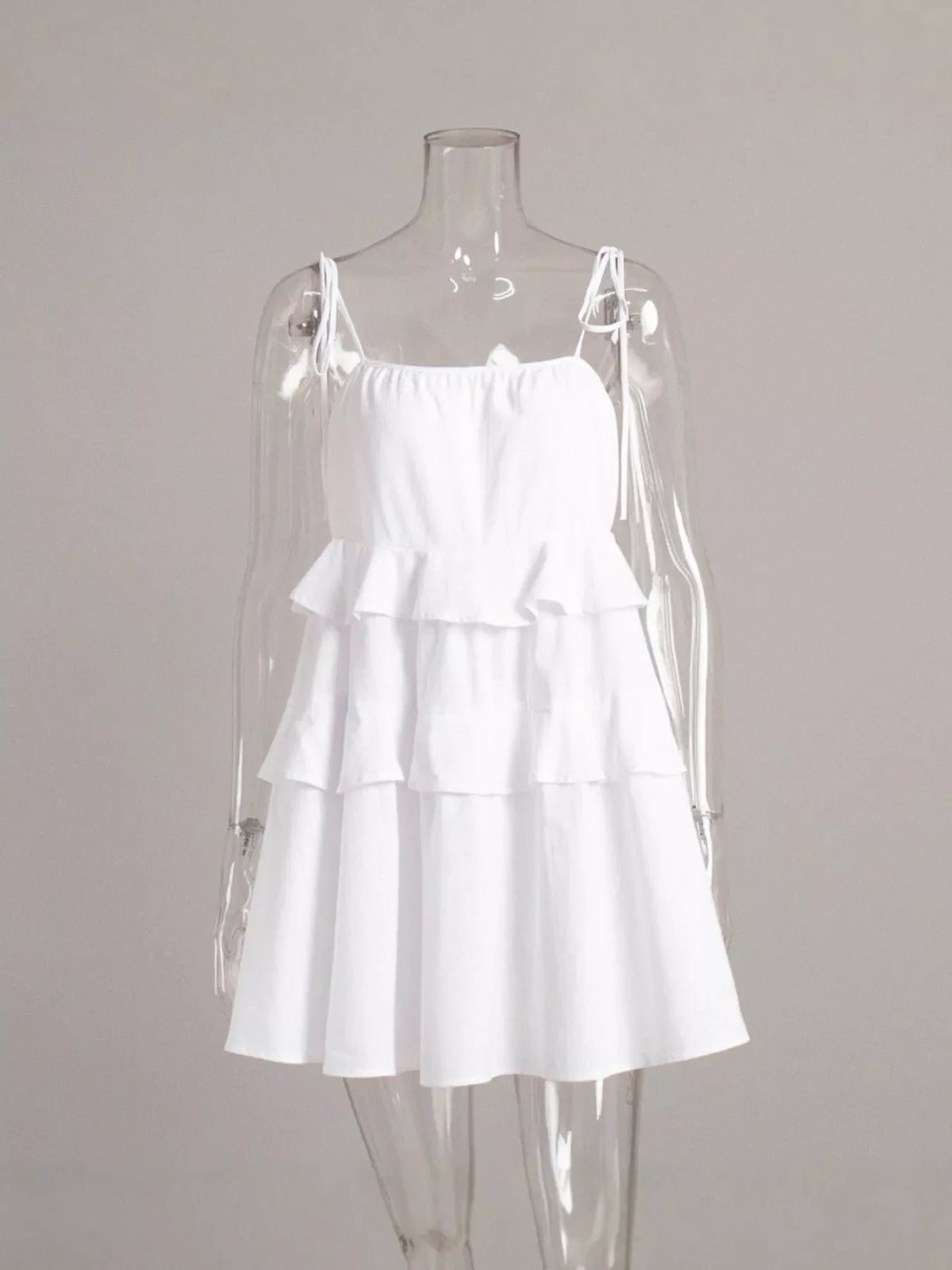 Ruffled Tie Shoulder Mini Dress