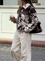 Cow Print Collared Neck Jacket