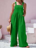 Plus Size Square Neck Wide Leg Overalls
