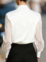 Collared Neck Sheer Sleeve Shirt