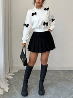 Bow Decor Dropped Shoulder Sweatshirt