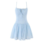 Spring Korean White Embroidered Strap Dress Women Spring A line Dress