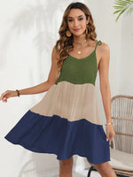 Color Block Spaghetti Strap Cover-Up Dress - Ladyez