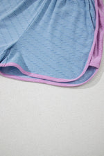 Contrast Round Neck Top and Shorts Set