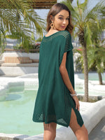 Crochet Trim Beach Cover Up Dress - Ladyez