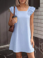 Ruffled Sleeve Square Neck Casual Dress