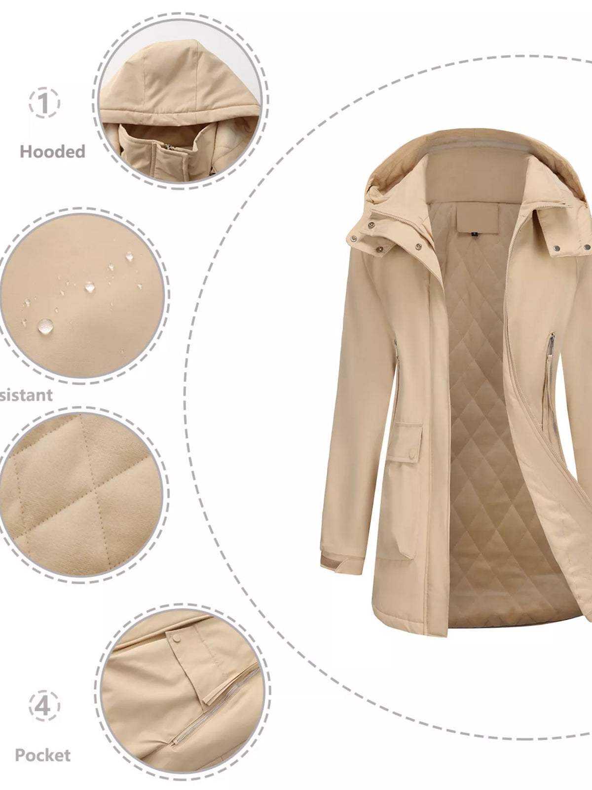 Full Size Zip Up Hooded Parka Outerwear Plus Size