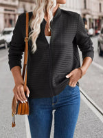 Textured Zip-Up Long Sleeve Jacket