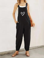 Heart Square Neck Wide Strap Overalls