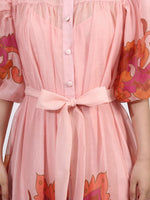 Button Front Puff Sleeve Dress