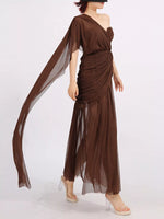 One-Shoulder Flowy Mesh Dress