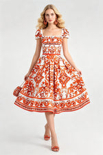 Women Summer Printed Short Sleeved Dress