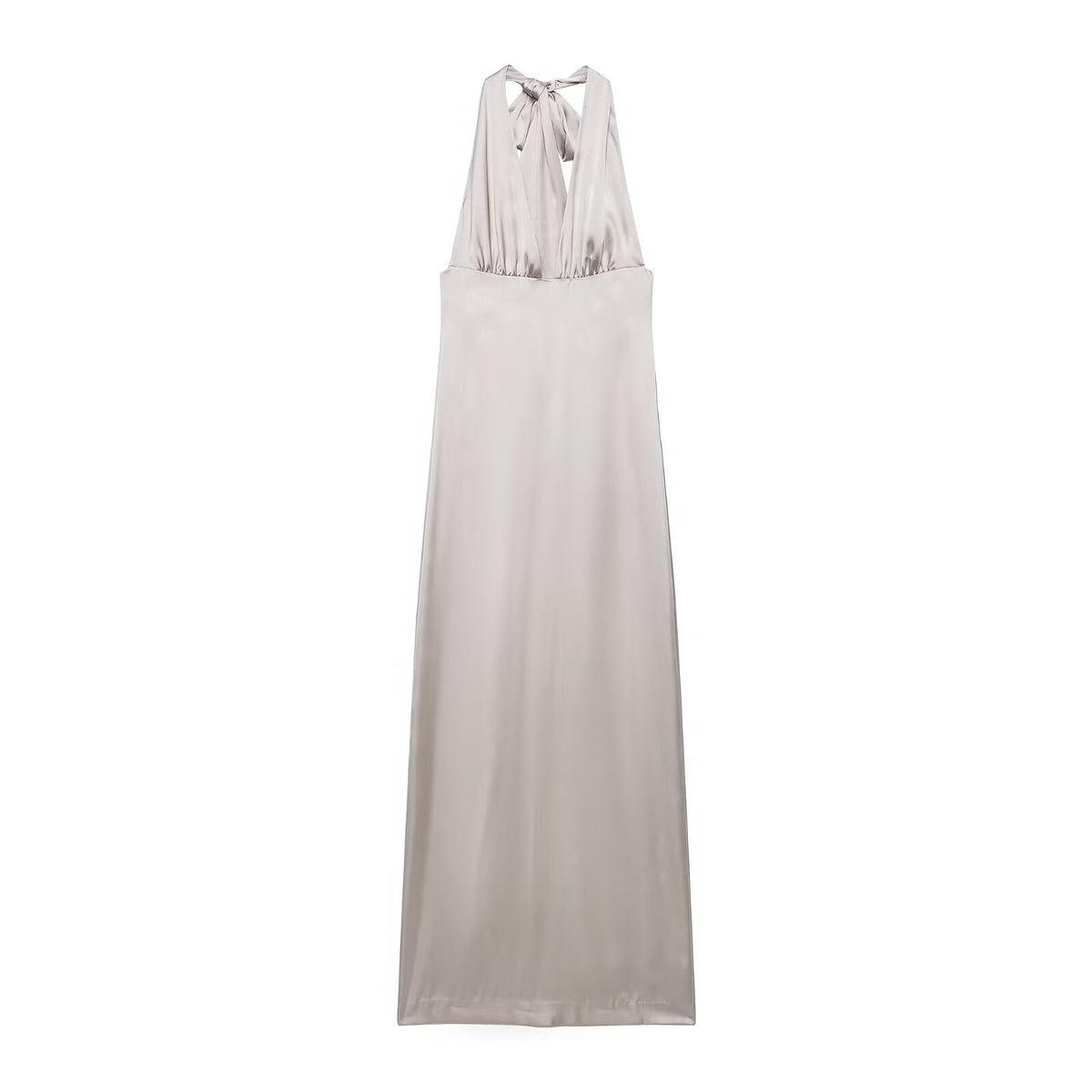 Women Clothing Summer Elegant Silk Satin Texture Halter Maxi Dress