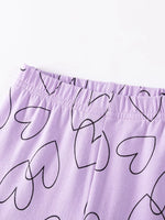 Children's Heart Print Tee and Shorts Casual Set