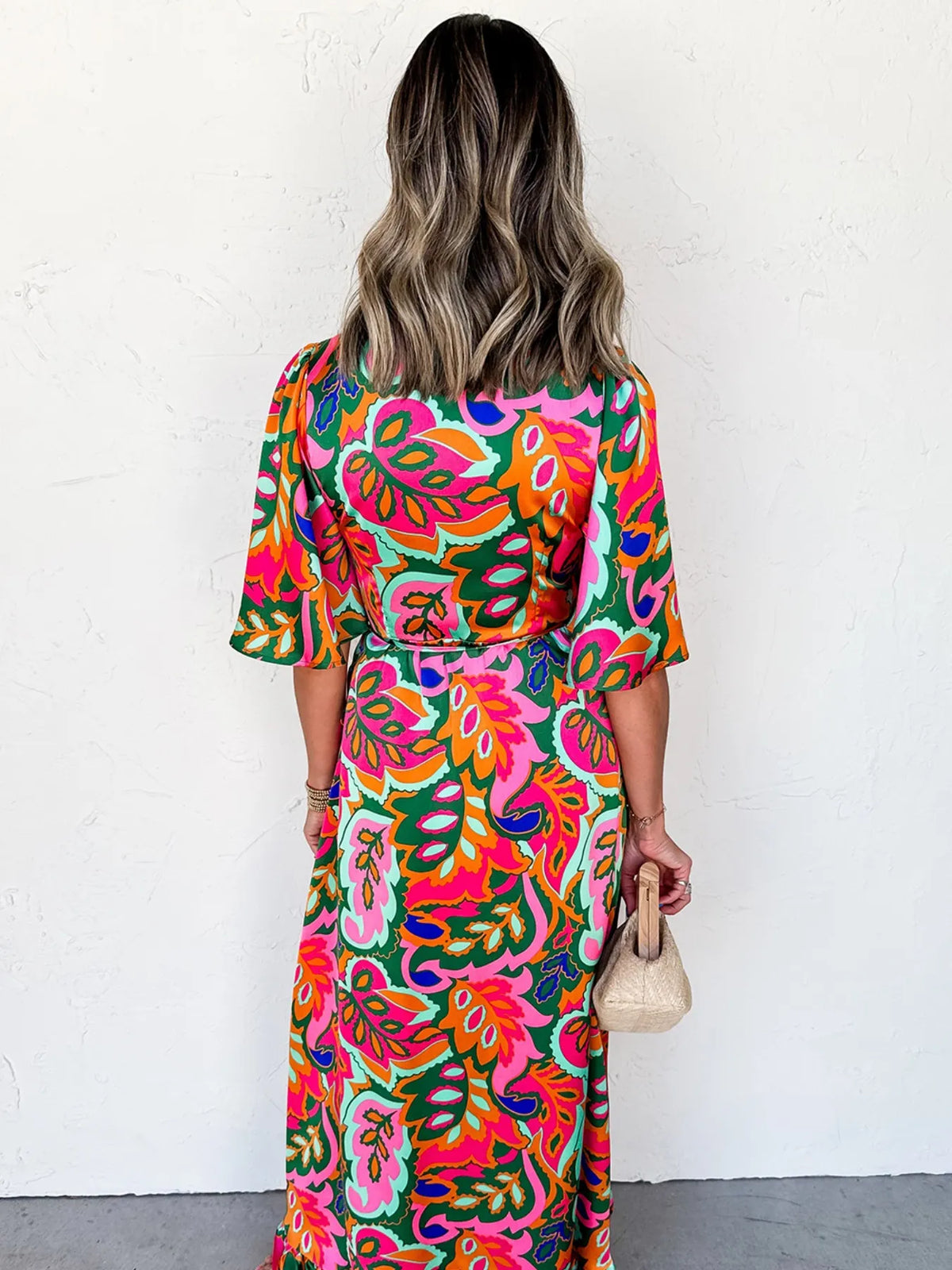 Floral Print Wrap Maxi Dress with Ruffle Details - Ladyez
