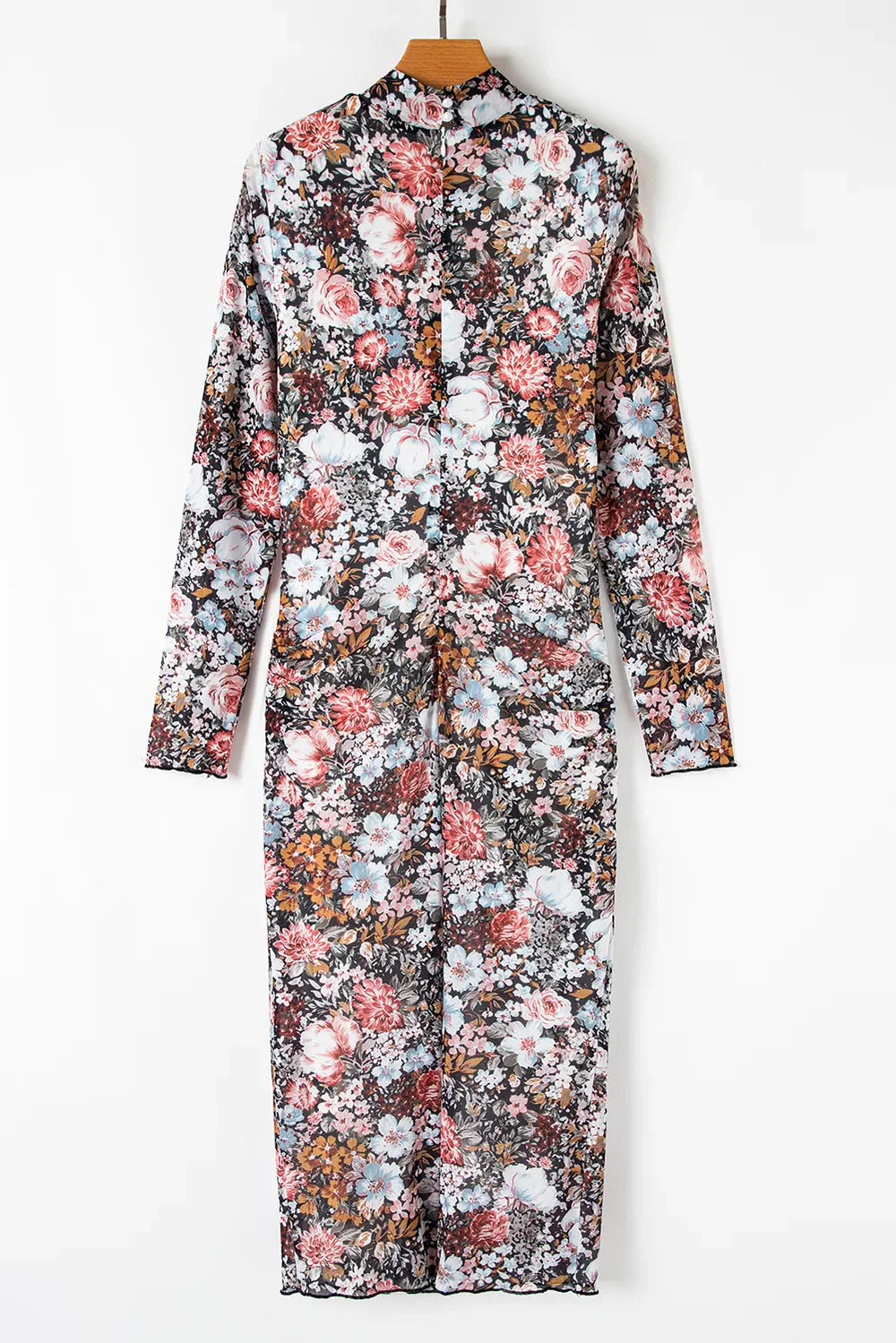 Printed Long Sleeve Midi Slim Dress