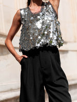 Sequin Round Neck Tank
